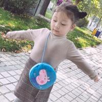 儿童书包1-3岁可爱毛绒小背包男女卡通小狗幼儿园小班宝宝双肩包 小猪单肩蓝色