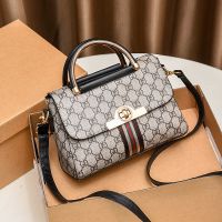 包包女2021新款女包时尚百搭小方包印花女包女士手提包单肩斜挎包 382-黑色