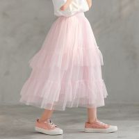儿童半身裙亲子公主蓬蓬裙中大童网纱蛋糕裙夏天女童黑色长款纱裙 粉红色 120