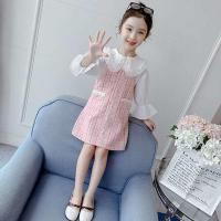 女童秋装2021新款西服马甲套装韩版潮衣女公主儿童裙子两件套春秋 粉红色 时尚小香风套裙 110尺码建议身高100左右