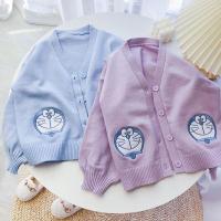 女童jk制服套装小学生三件套裙子春秋装中小童宝宝儿童洋气外套 蓝色 针织衫 90