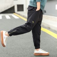 男童裤子男孩工装裤2021新款儿童春秋款中大童[单裤/加绒]长裤 拉链款黑色 单裤 110 建议身高100厘米左右