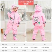 儿童雨衣套装防水全身卡通男女童宝宝幼儿园小学生分体式雨披外套 330-1带书包位连体粉兔 S