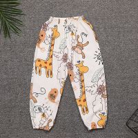 [防起球]新款夏季薄款儿童防蚊裤男女童宝宝灯笼长裤子卡通印花 长颈鹿 [优质棉绸] 100 建议身85-95CM
