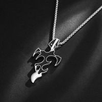 [送戒指]男士项链韩版霸气时尚个性挂坠配饰学生钛钢吊坠男挂链 [新]滴油火焰黑色项链