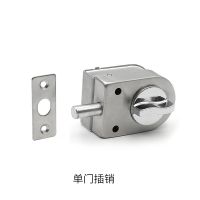 玻璃门锁免打孔办公室店面商铺推拉单门双门半圆锁通用型家用 单门插销