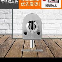 304玻璃门锁推拉玻璃锁双门免开孔不锈钢单门双开办公室U型锁插销 插销 单门单向旋钮