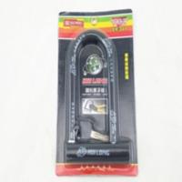 自行车锁月牙铜芯锁头U型原子锁山地车安全防盗实心锁 黑色