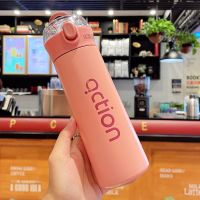 韩版简约保温杯男女学生可爱带吸管水杯ins高颜值创意孕妇随手杯 [悦酷吸管杯]大号藕粉500ml 单杯