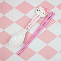 凯蒂猫kitty碗卡通儿童餐具仿瓷碗勺防摔隔热可爱饭碗少女心餐具 勺筷