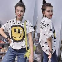 欧洲站2021早春新款印花笑脸涂鸦短袖t恤女ins超火韩版宽松上衣潮 9963#白色 L 【110-130斤】