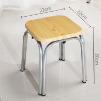 吃饭矮板凳简约家用可叠放套凳超强承重北欧换鞋凳现代客厅小凳子 浅木纹板[镀锌管
