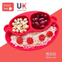 宝宝吸盘碗 一体式防摔儿童餐具分格硅胶餐盘 婴幼儿学吃饭训练碗 红色小猴 升级款 无赠品