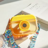 杯子女学生韩版可爱吸管杯相机水杯塑料个性男炫酷高颜值潮流杯子 黄色 相机款2101