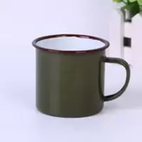经典复古洋瓷缸子经典军绿色搪瓷茶缸军训复古铁茶水缸洗漱杯军绿 8cm330毫升无盖(1个)