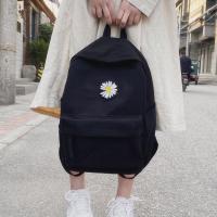 书包女四件套韩版ins小雏菊背包中学生高中小清新帆布原宿双肩包[9月21日发完] 小版雏菊黑色单包 h雏菊四件套没挂件