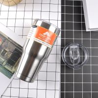 不锈钢车载杯马克杯大容量水杯保温保冷冰霸杯双层咖啡杯子 台阶887ml 杯+密封盖+吸管