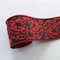 5cm宽加厚提花松紧带 高弹力腰带磨毛提花橡筋 DIY服装辅料 黑底红图[2米/卷]送皮尺穿带器