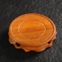 实木雕刻底座摆件香炉紫砂壶鱼缸家用通用器具圆形底托绿柄桑木 圆形雕刻底座9cm