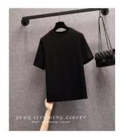 单/套装大码女装胖妹妹夏季2021新款遮肚显瘦T恤背带裤时尚两件套 单上衣 M 80-100斤