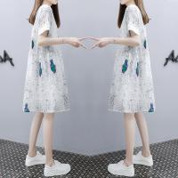 孕妇夏装夏季个性潮辣妈裙子2021时尚款孕妇装夏套装孕妇连衣裙 白色连衣裙 S