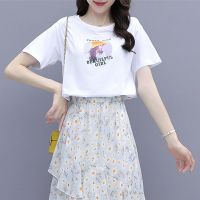 单/套装 雪纺小碎花连衣裙ins夏季韩版新款减龄雪纺半身裙两件套 白色上衣 单件 S 建议80-95斤