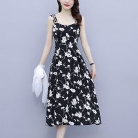 吊带裙子新款2021年法式雪纺碎花长裙性感修身显瘦减龄遮肚连衣裙 吊带裙 S 建议95斤以下