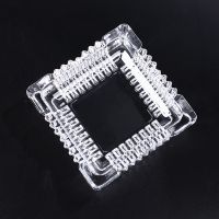 办公高档烟灰缸破损包赔水晶玻璃烟灰缸家用客厅大号加厚防摔烟缸 正方形小号[直径10.5厘米]