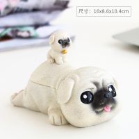 北欧ins风烟灰缸个性潮流办公桌家用客厅创意防飞灰带盖装饰摆件 八哥犬-[烟灰缸]