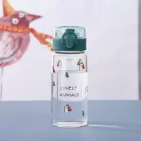 玻璃杯女学生刻度简约直饮便携清新可爱水杯情侣森系创意弹跳杯子 小鸭子