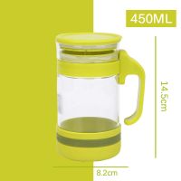 茶花玻璃杯女家用便携茶杯水杯大容量耐热喝茶耐高温透明办公室 450ml