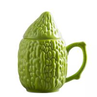 陶瓷杯子创意个性潮流咖啡杯情侣马克杯可爱办公苦瓜水杯子 绿色单杯