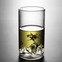 龙井绿茶杯高硼硅耐热玻璃水杯创意家用泡茶杯带把观山杯泡茶杯子 无把观山杯300ML【单只】