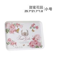 【破损补发】水杯托盘家用托盘加厚密胺长方形托盘欧式茶盘塑料 77412甜心小号