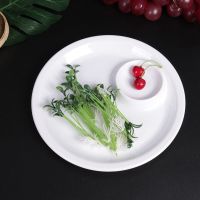 密胺盘子水饺盘塑料仿瓷餐厅饭店餐具白色薯条盘虾盘寿司盘加厚款 10寸白色子母水饺盘