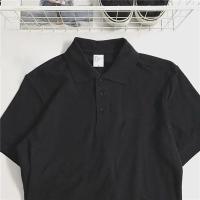 POLO衫男短袖T恤2021夏季新款潮牌翻领体恤保罗男装韩版立领上衣 空白-黑色 S