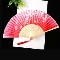 7寸扇子折扇中国风女式古风流苏夏日随身古典古装汉服折叠小竹扇 蝶间樱梦 无扇袋