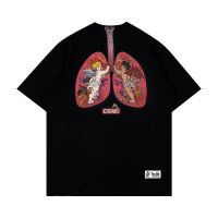 新品热卖MKS原创品牌一半天使一半恶魔肺呼吸希腊柱粉色宽松圆领 黑色 S