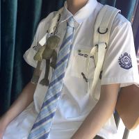 崎治高 | 刺绣JK/DK制服学院风男女同款情侣款夏季短袖刺绣衬衫 H2衬衫(送领带) S