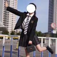 JK外套西服女黑色春秋西装长袖徽章制服学生上衣设计感小众 黑色 S