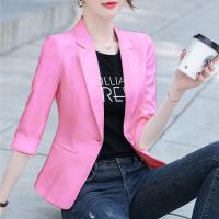 小西装外套女士式春夏秋季装西服韩版新款休闲修身上衣女气质ins 七分袖玫粉色(西装布料) M