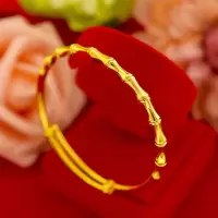 香港竹节女款手镯推拉女士精品镯子时尚可调节手环送老婆 竹节手镯