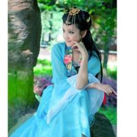 新汉服女古装服仙女服装成人七仙女唐装公主戏曲演出服古筝表演服 天蓝色高档旗袍面料 其它尺码