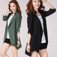 加大码胖mm秋装新款女式风衣韩版薄大码女装中长款外套春秋初秋 绿色 L