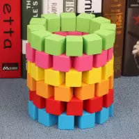 益智玩具积木3岁教具彩色木制小学生幼儿园数学儿童正方体 彩色2.0cm20粒