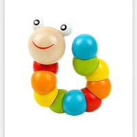 木制百变扭扭毛毛虫颜色认知手眼协调益智早教婴幼儿启蒙串珠玩具 毛毛虫一个装(特惠)