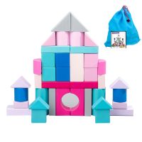 新品儿童木制数字动物拼搭益智积木2-6岁男女孩字母形状认知玩具 40粒马卡龙积木