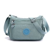 捷朗仕尼龙布斜挎包女2021新款中年包包女斜挎百搭单肩小包妈妈包 水蓝