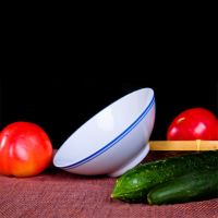 怀旧蓝边碗斗笠碗面碗汤碗饭碗6英寸碗老式碗精品景德镇陶瓷餐具 5个6英寸蓝边碗一级品