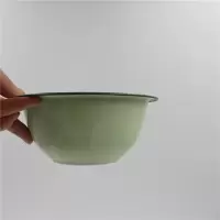 搪瓷加深碗素色汤碗沙拉搅拌碗怀旧搪瓷绿色盆搪瓷缸钵汤盆和面盆 内径 14CM 绿色加深碗/不带盖 1个装